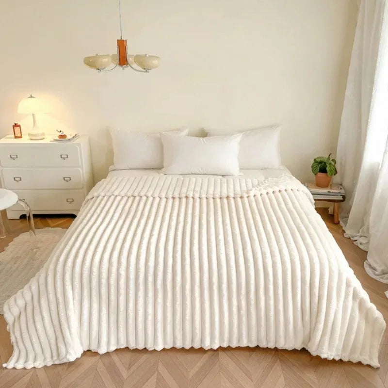 Fluffy Striped Throw Blanket
