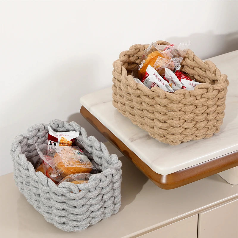 Handwoven Cotton Rope Storage Basket