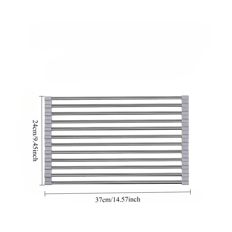 Foldable Stainless Steel Roll-Up Dish Rack