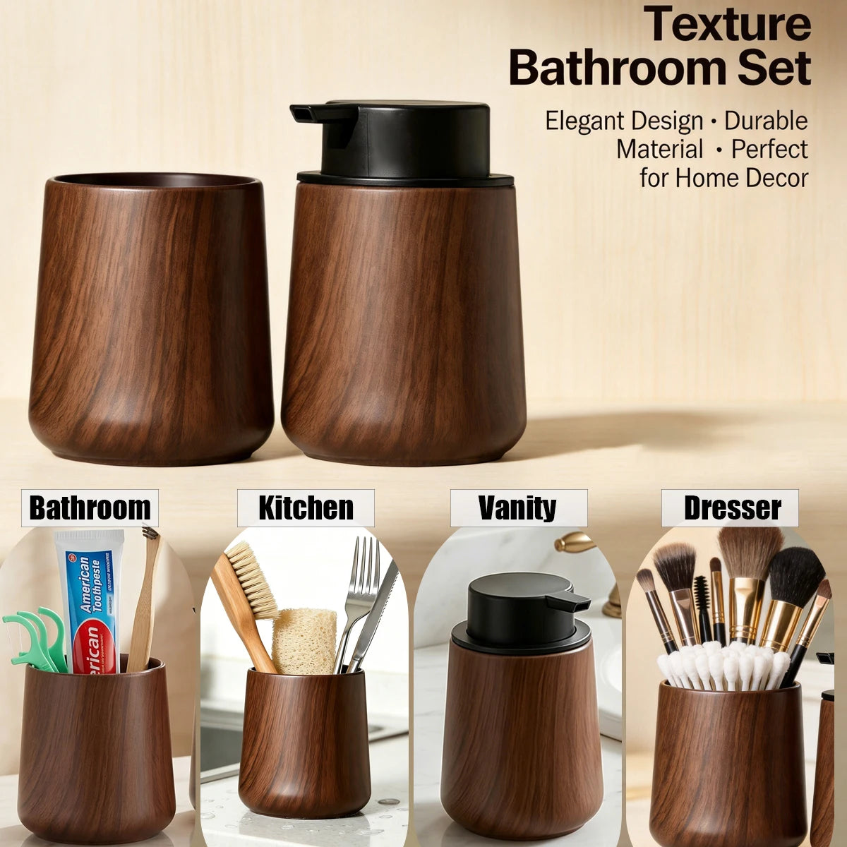 Soap Dispenser & Cup Organizer Set