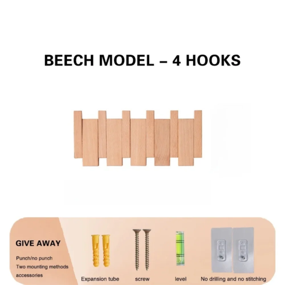 Piano Key Wood Wall Coat Rack