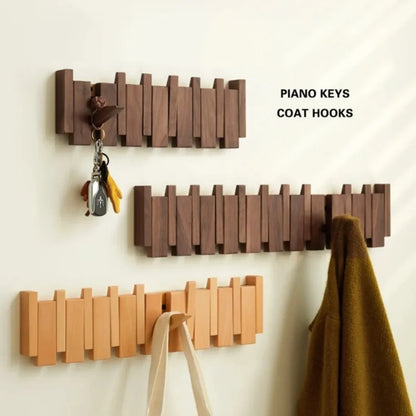 Piano Key Wood Wall Coat Rack