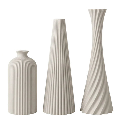 3-Pc Ribbed Matte Vase Set