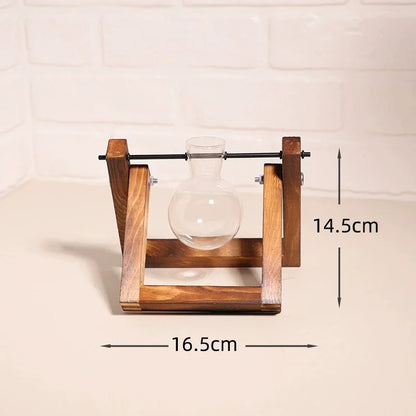 Wood & Glass Hydroponic Vase Holder