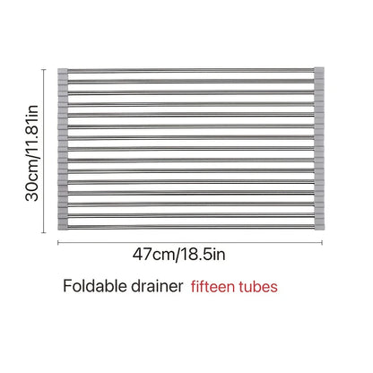 Foldable Stainless Steel Roll-Up Dish Rack