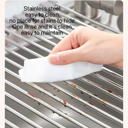 Foldable Stainless Steel Roll-Up Dish Rack