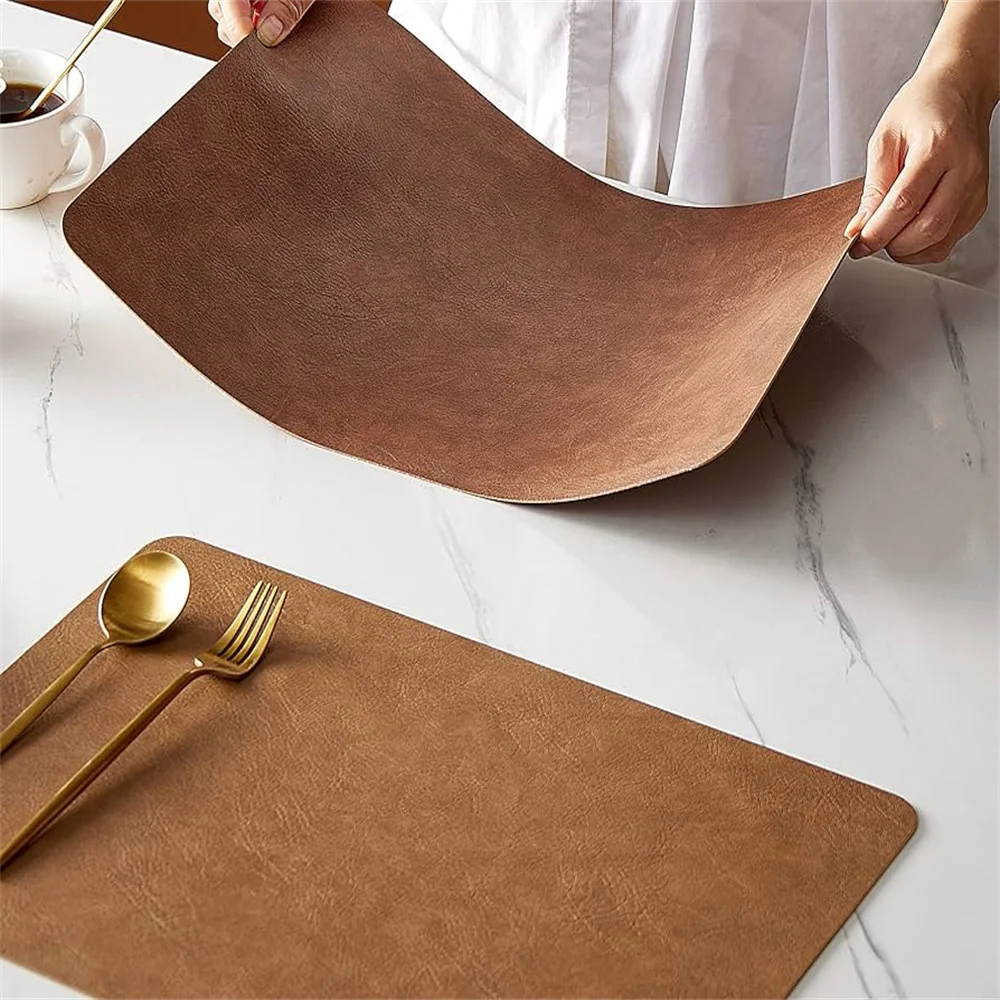 Faux Leather Dining Placemats Set