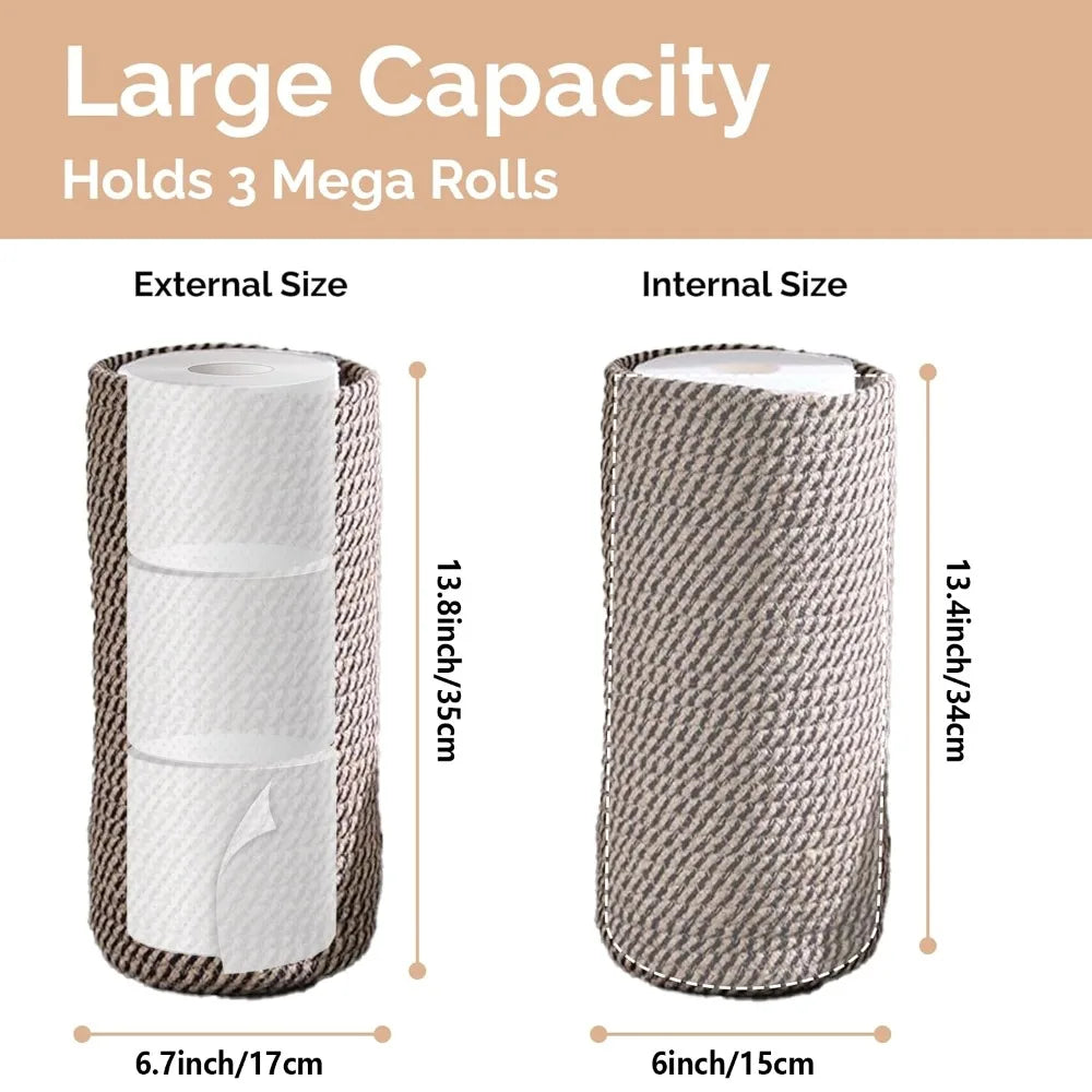 Woven Toilet Paper Stand with Storage Lid