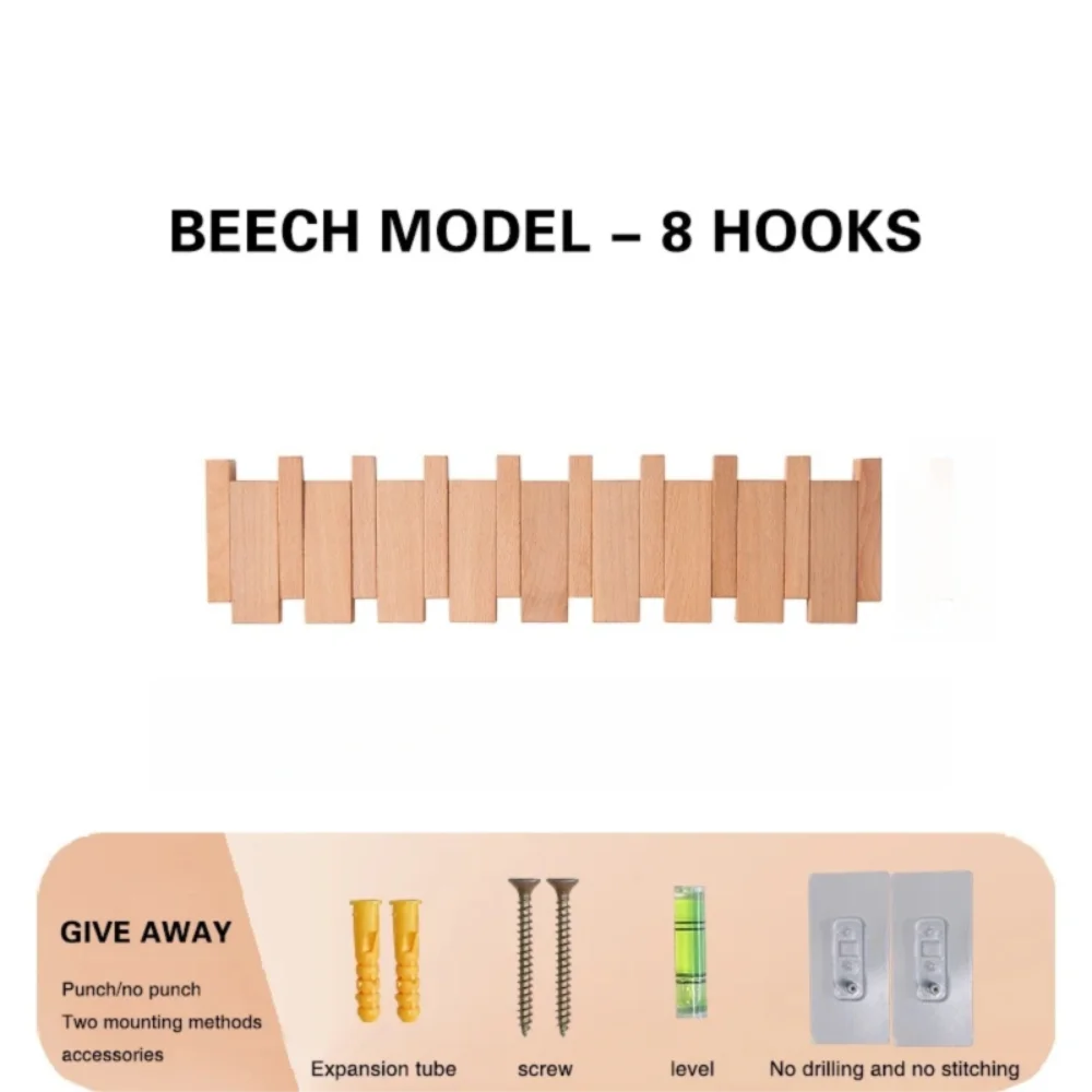Piano Key Wood Wall Coat Rack