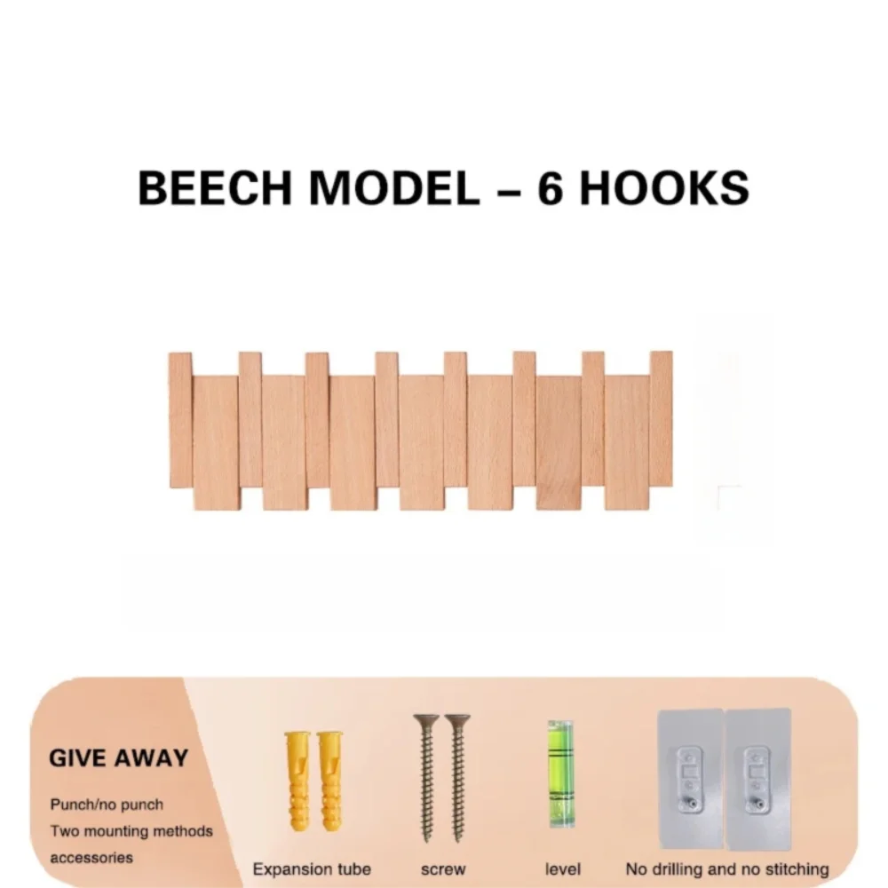 Piano Key Wood Wall Coat Rack
