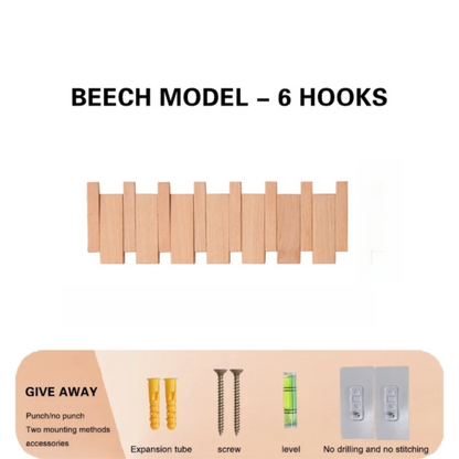 Piano Key Wood Wall Coat Rack