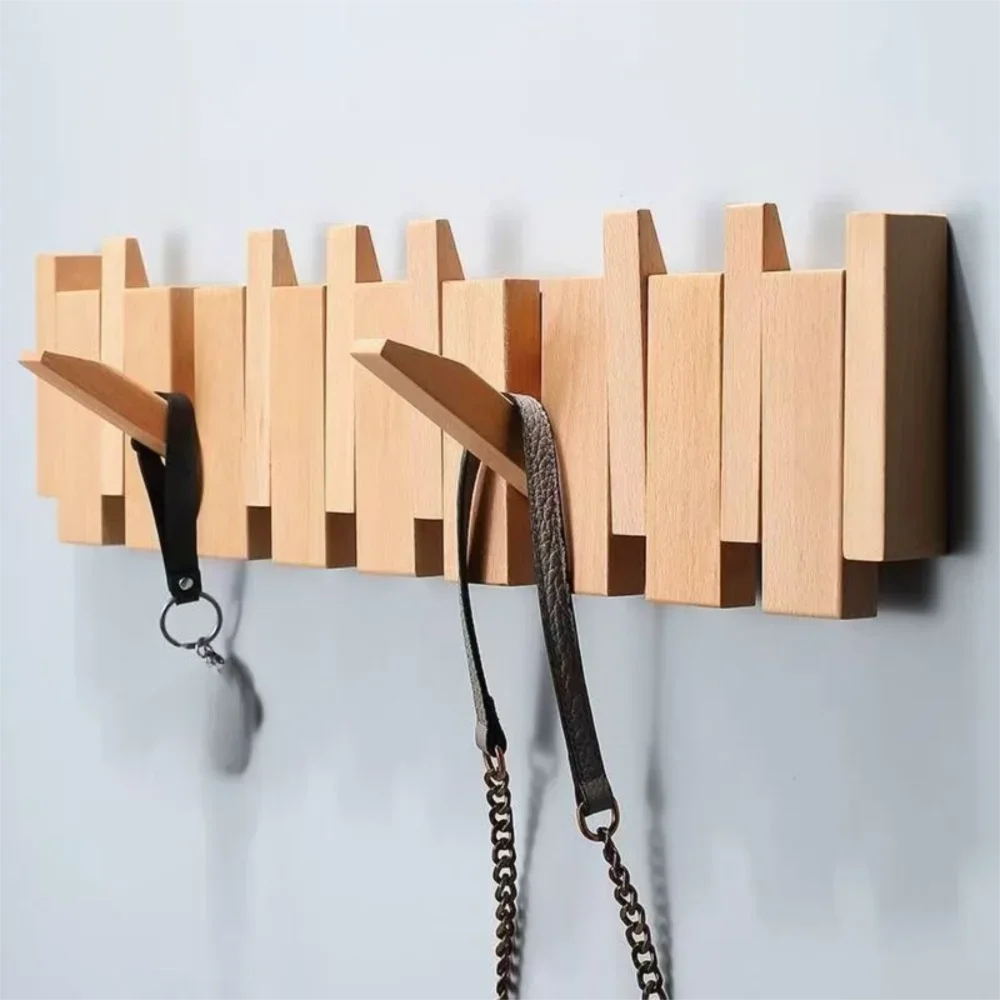 Piano Key Wood Wall Coat Rack