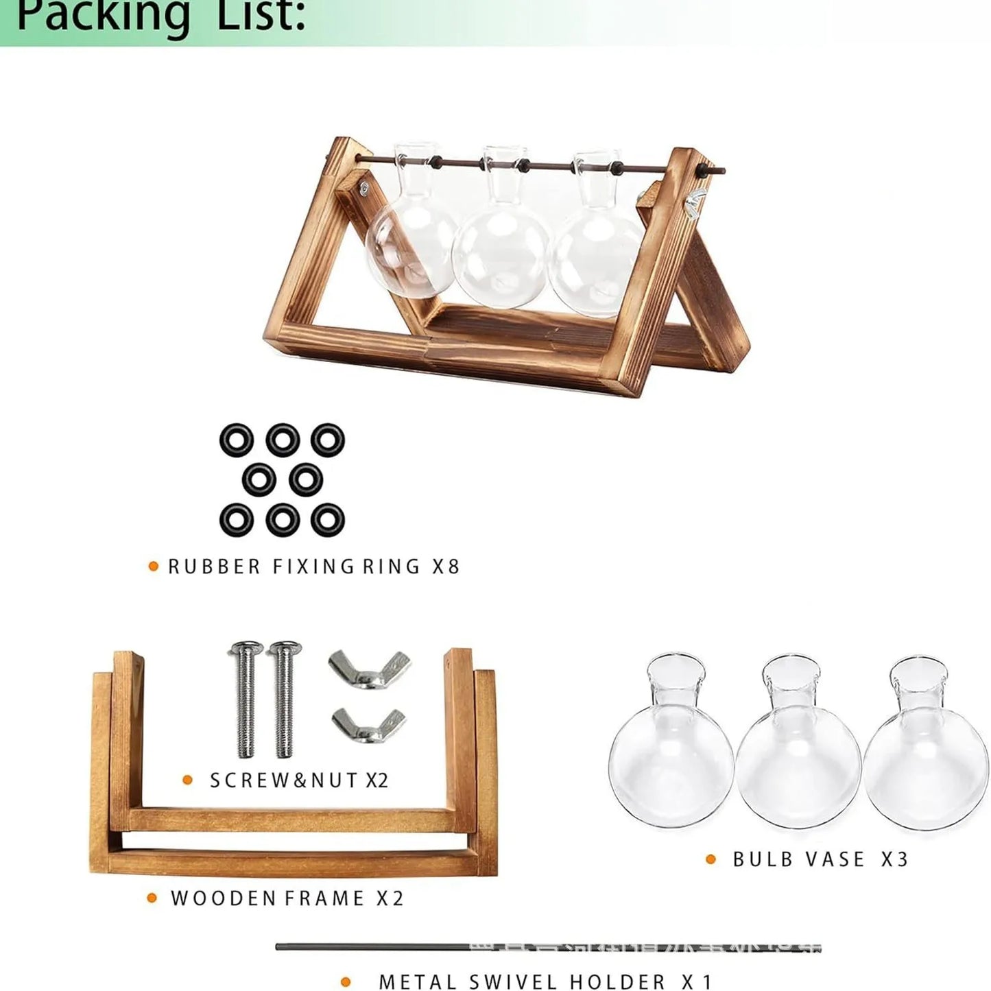 Wood & Glass Hydroponic Vase Holder