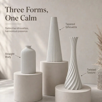 3-Pc Ribbed Matte Vase Set