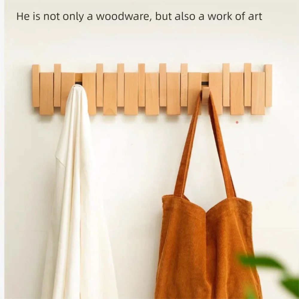 Piano Key Wood Wall Coat Rack