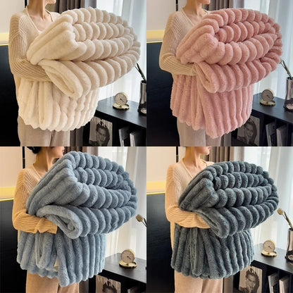 Fluffy Striped Throw Blanket