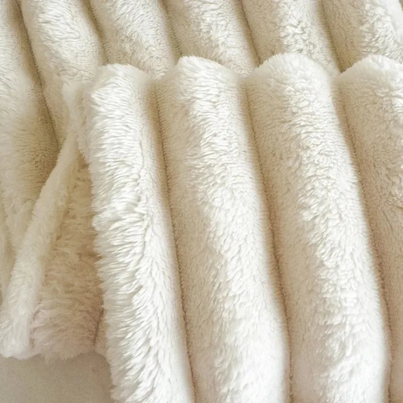Fluffy Striped Throw Blanket