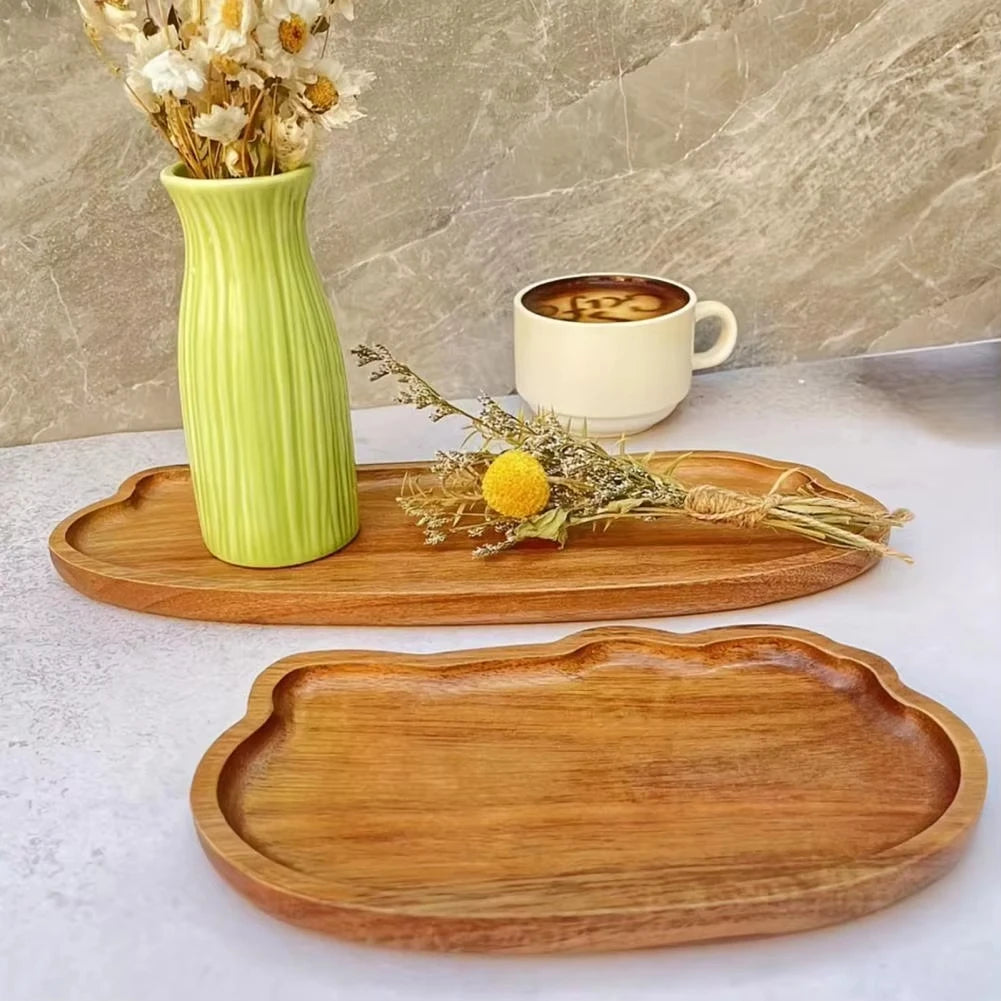 Cloud-Shaped Wooden Tea Tray