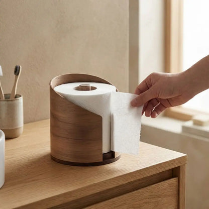 Wooden Paper Towel Holder, Anti-Slip Base