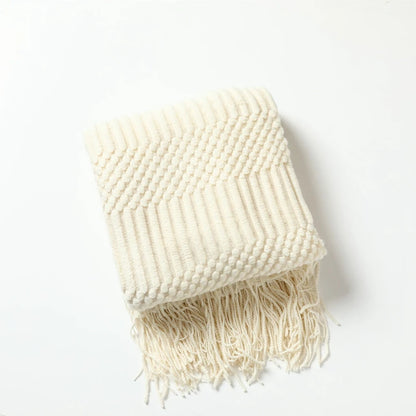 Chunky Knit Tassel Throw Blanket