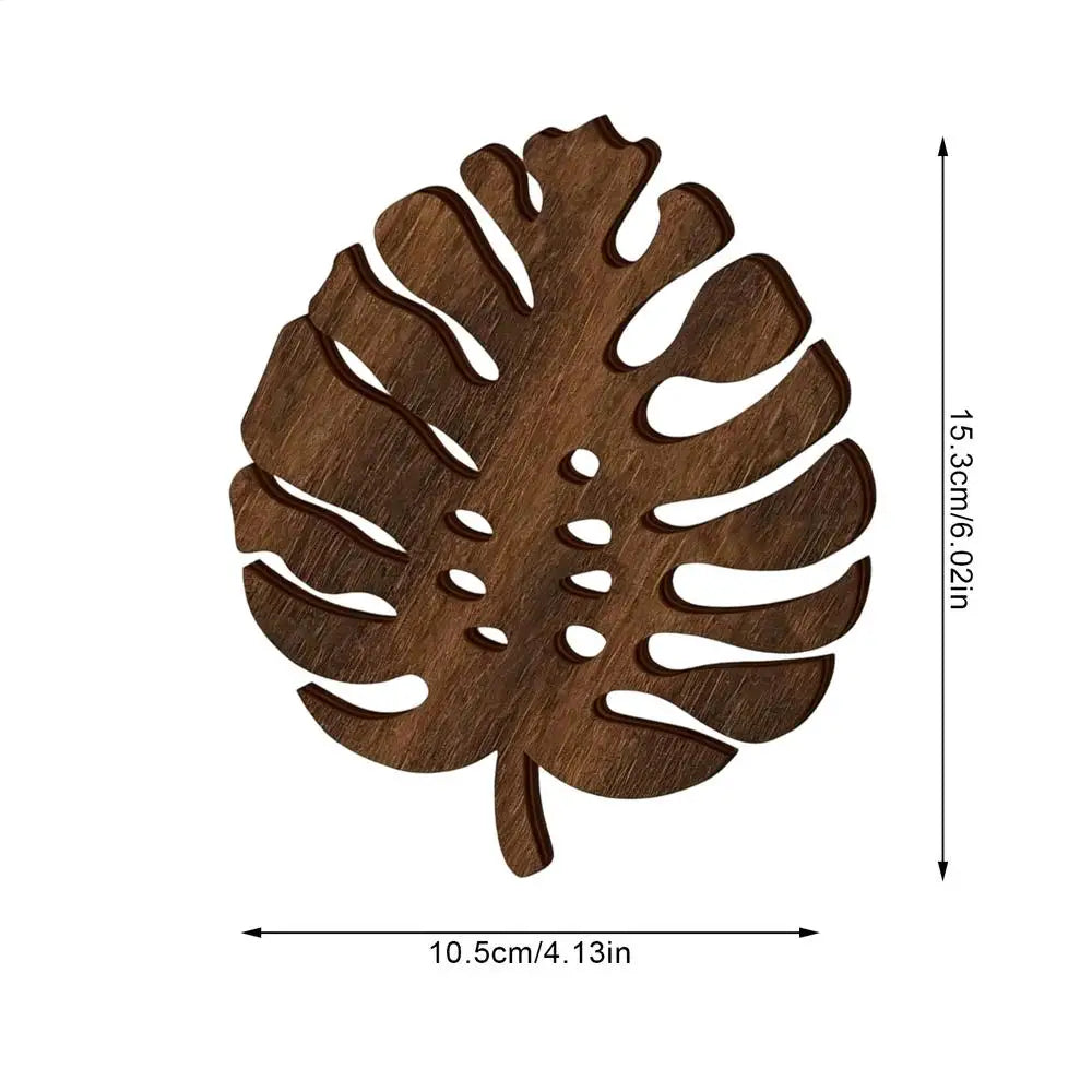 3-Pc Wooden Monstera Leaf Trivet Set