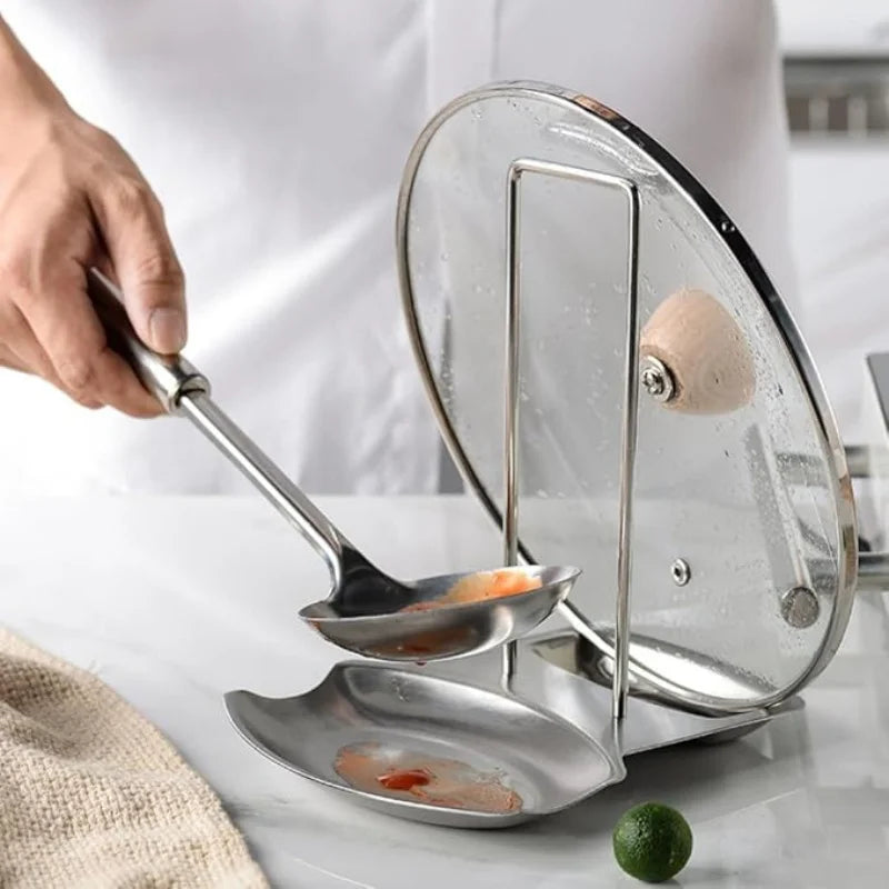 Stainless Steel Pot Lid and Kitchen Utensil Organizer, Detachable Cooking Rack