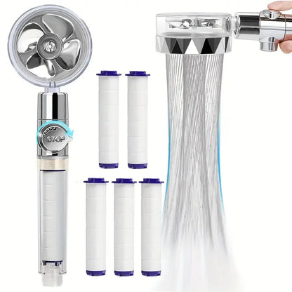 360° Rotating High-Pressure Turbo Shower Head, Water-Saving Bathroom Shower Head