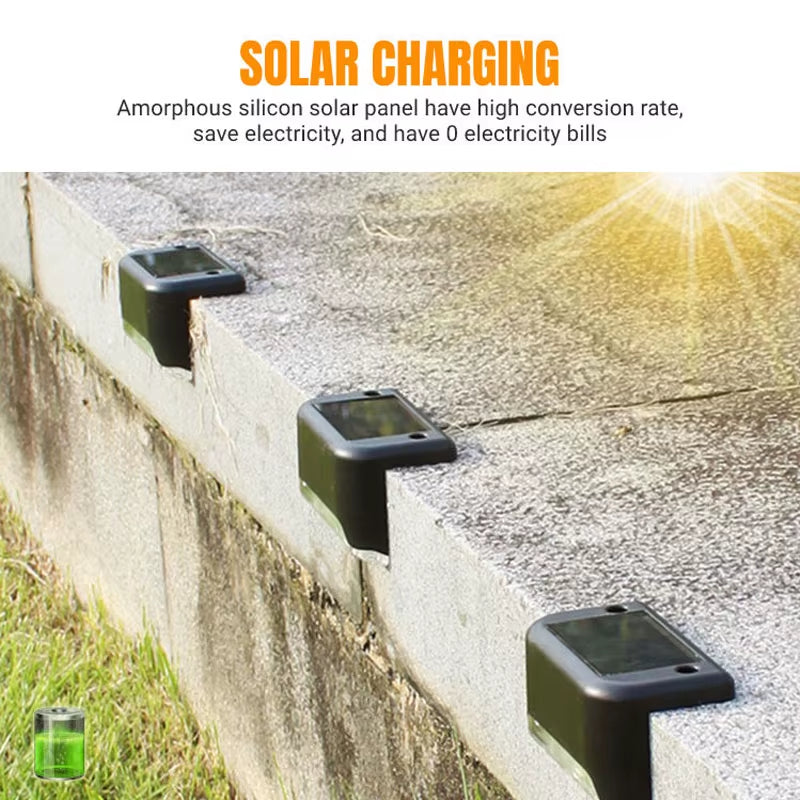 4-Pack Solar LED Outdoor Lights, Waterproof Step and Fence Lights for Stairs, Decks and Patios