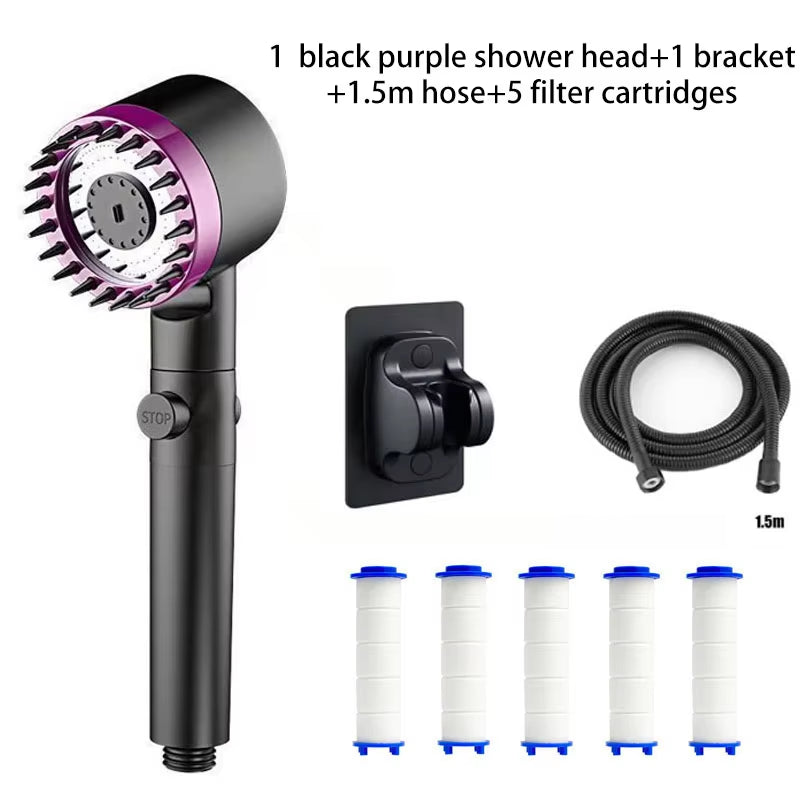 Filtered Shower Head with 3 Spray Modes and Massage Function, Bathroom Shower Head