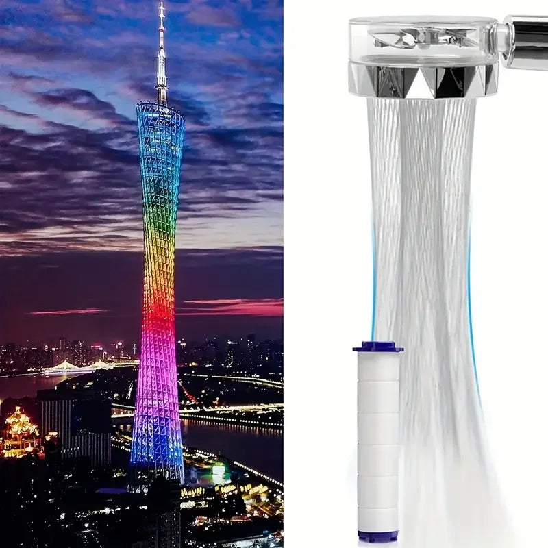 360° Rotating High-Pressure Turbo Shower Head, Water-Saving Bathroom Shower Head