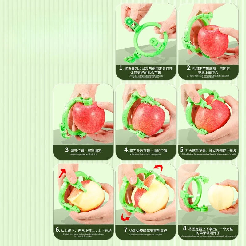 Handheld Rotary Apple Peeler and Spiral Slicer, Manual Fruit Peeler and Corer