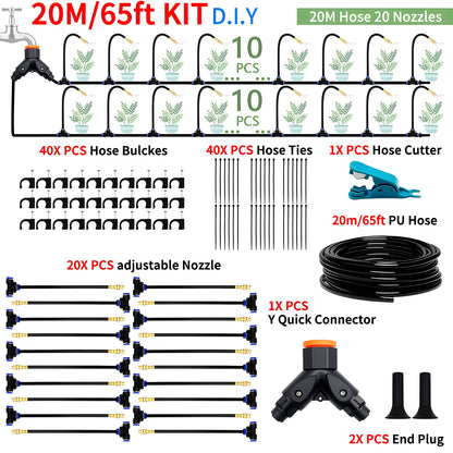 Flexible Garden Irrigation and Misting Spray Kit, Adjustable Copper Nozzle for Plants and Greenhouses