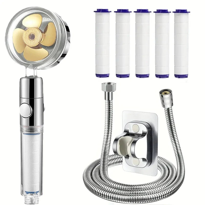 360° Rotating High-Pressure Turbo Shower Head, Water-Saving Bathroom Shower Head