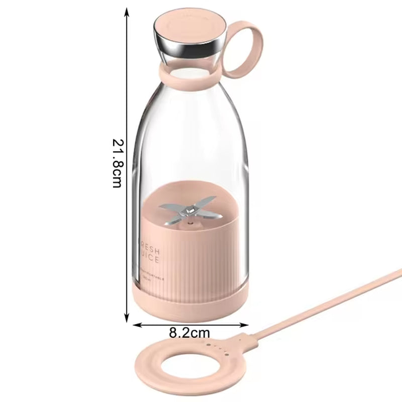 350 ml Portable Electric Blender, Rechargeable Mini Fruit Juicer with 4 Blades