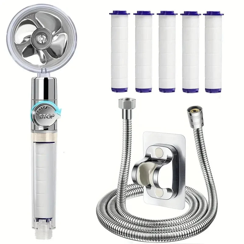 360° Rotating High-Pressure Turbo Shower Head, Water-Saving Bathroom Shower Head