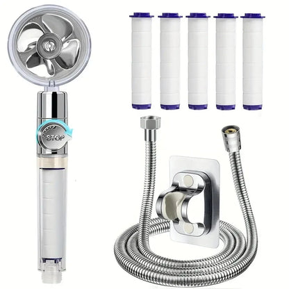 360° Rotating High-Pressure Turbo Shower Head, Water-Saving Bathroom Shower Head