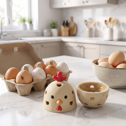 Egg brush with egg carton