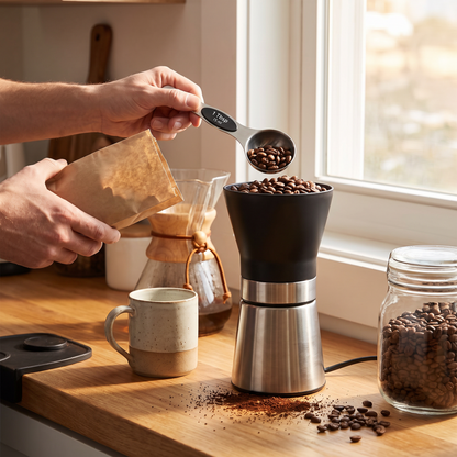 Measuring coffee grounds