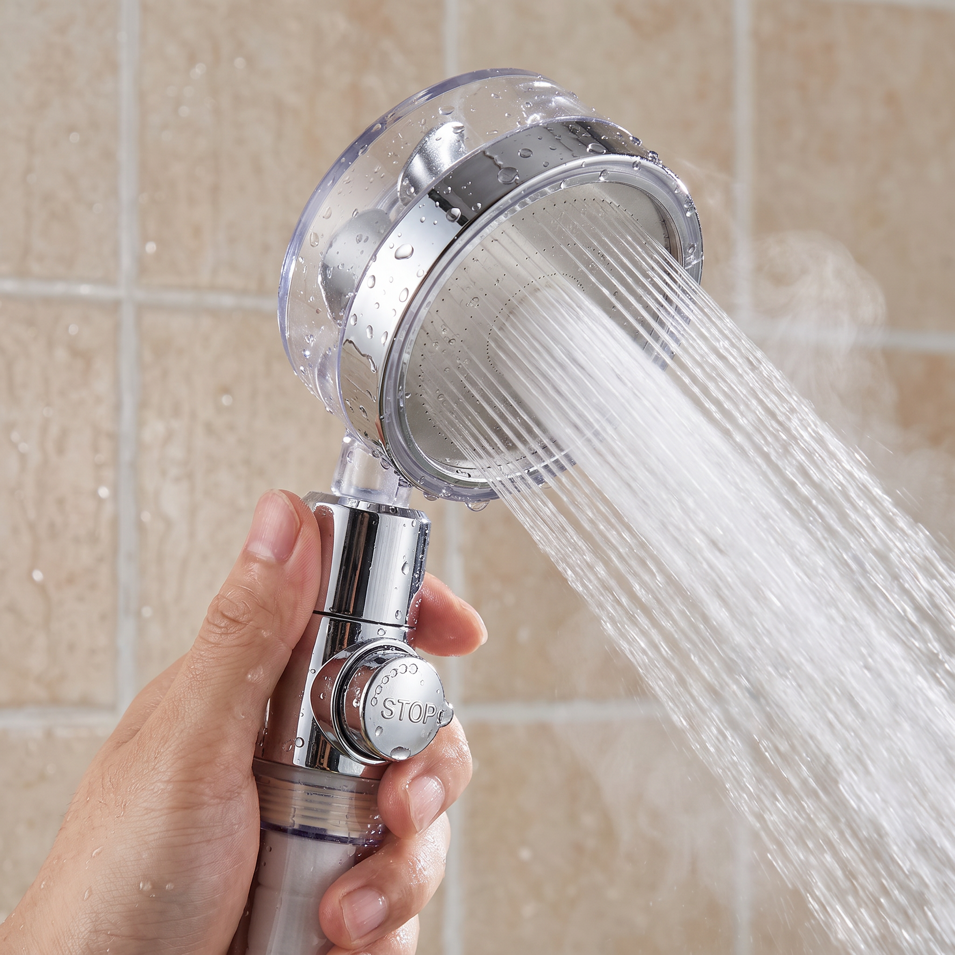 Rotating the shower head to change the angle
