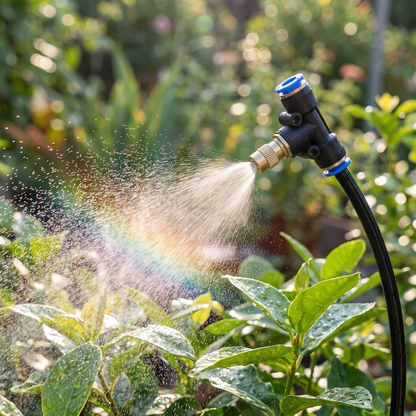 Close-up of a misting nozzle spraying