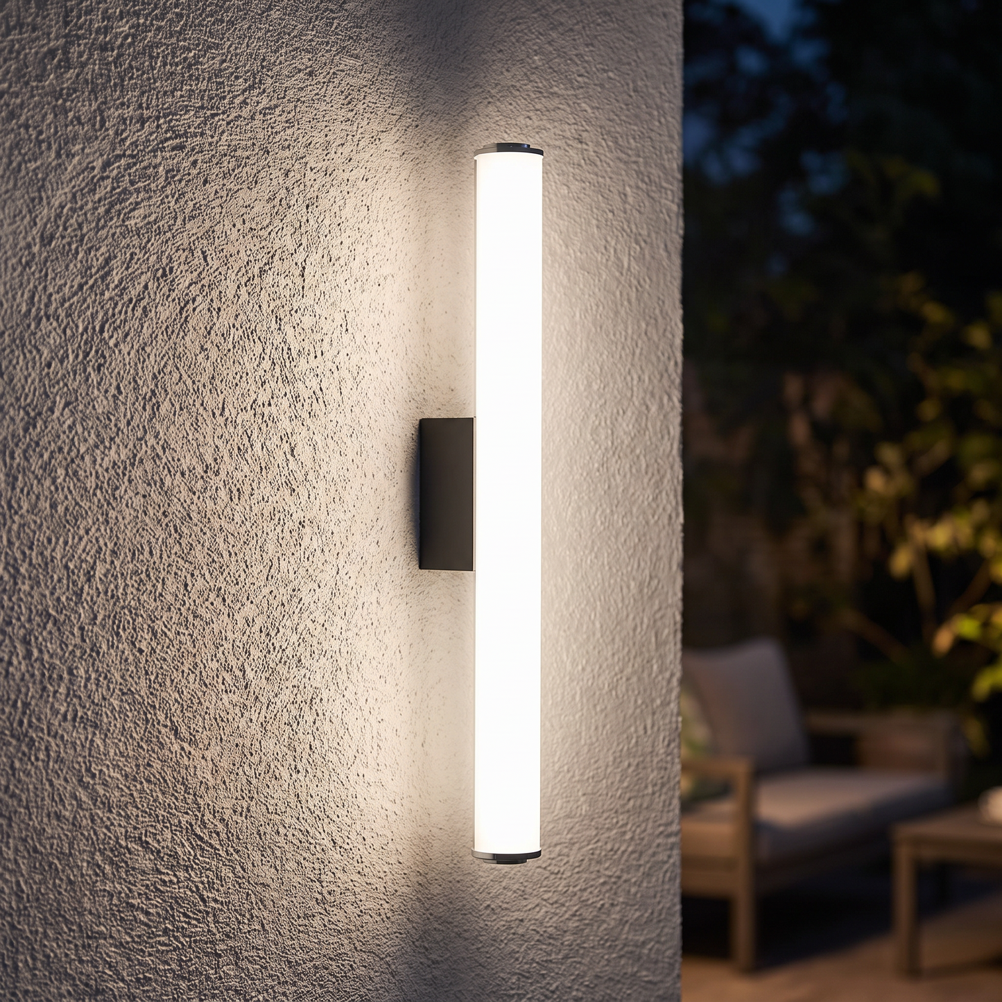 Close-up of the lit outdoor wall light