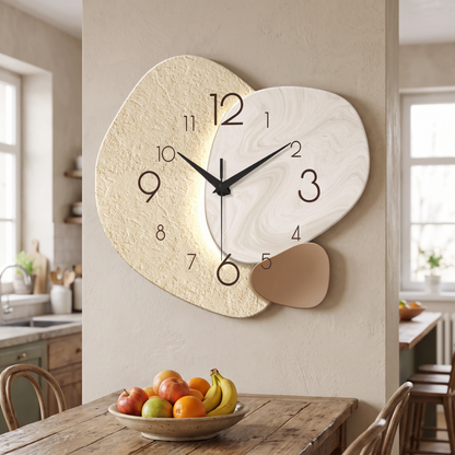 Wall clock above a dining table