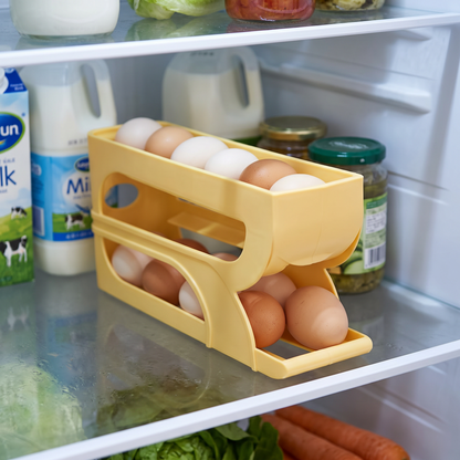 Egg storage roller on a refrigerator shelf