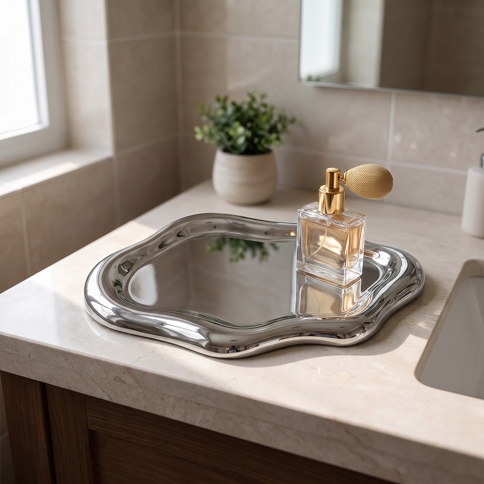 Jewellery tray on a bathroom vanity