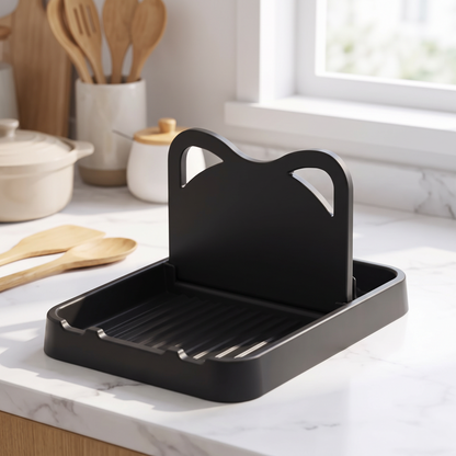 Rack on a marble kitchen counter