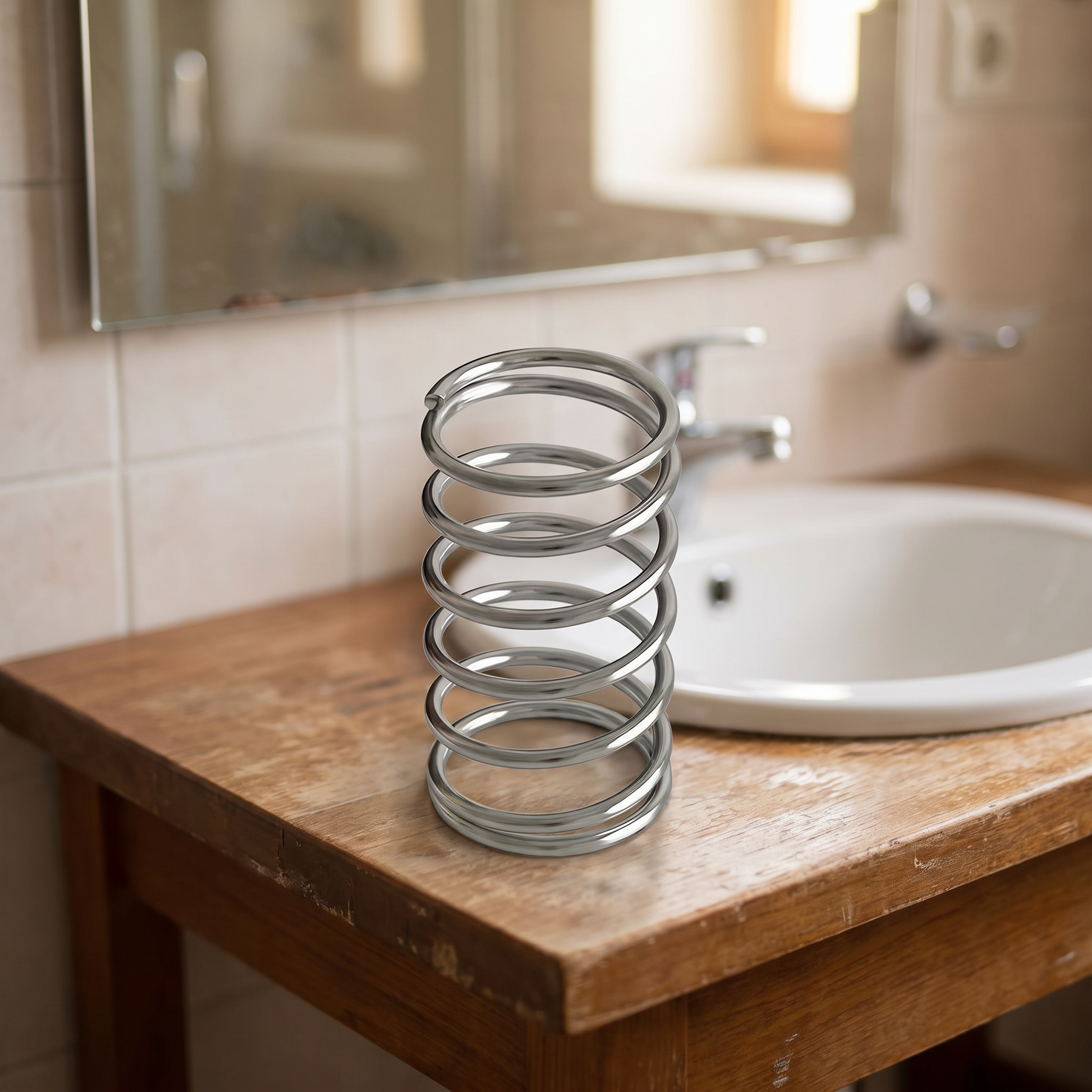 Holder beside a ceramic basin