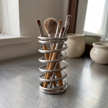 Close-up of the brushed steel holder