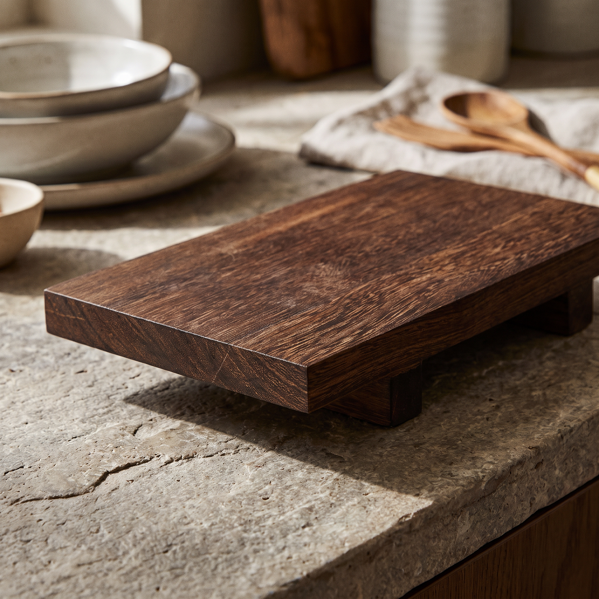Close-up of the wooden riser grain