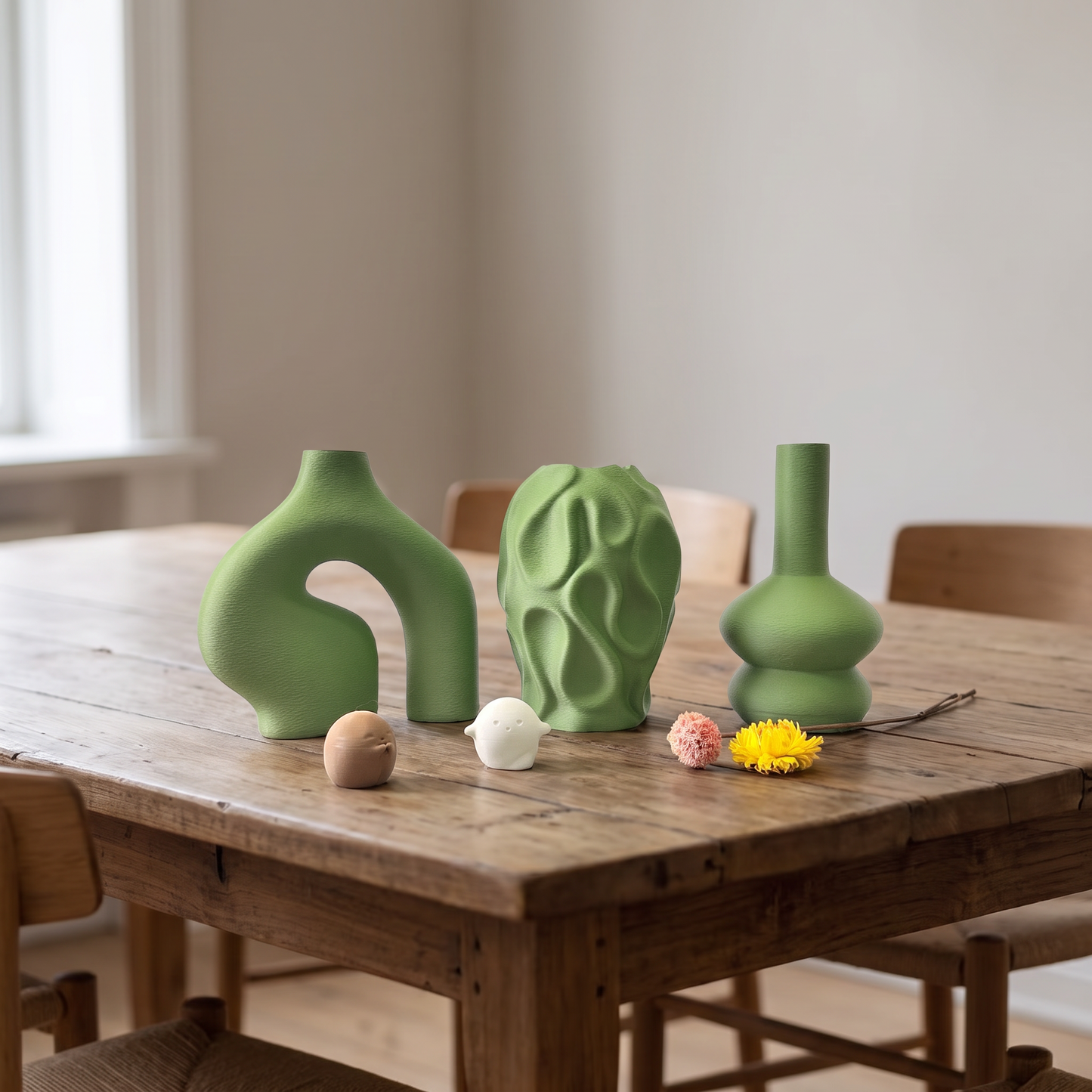 Vase set as a dining table centrepiece