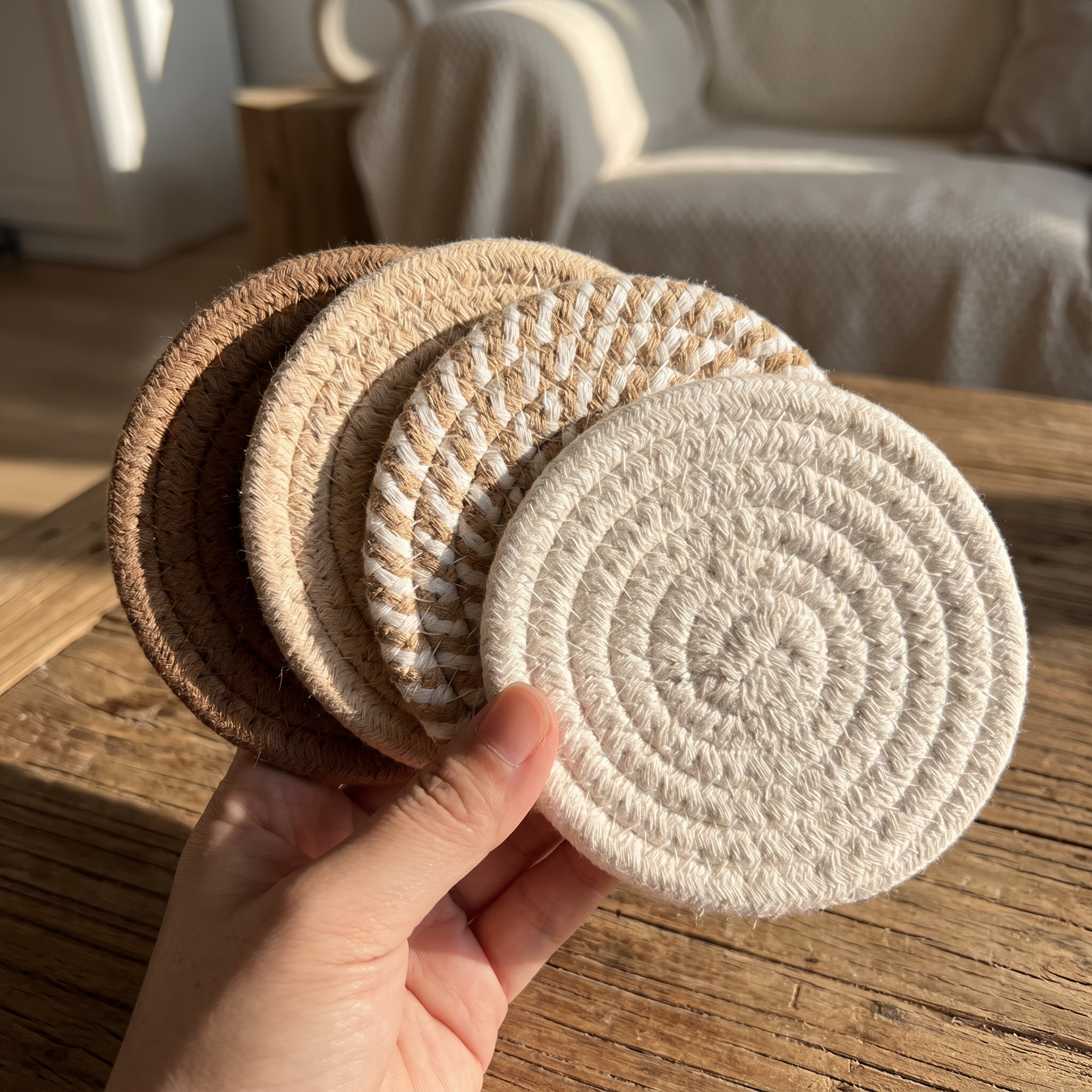 Close-up of the cotton coaster weave